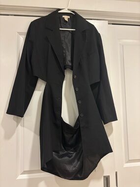 H&M Black Longline Blazer Dress with Dramatic Cutout on the Back